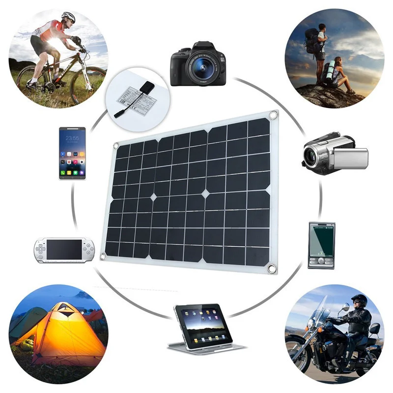 Panel Solar portátil de 500W y 18V, cargador de batería de 5V con puerto USB, resistente al agua, Banco de energía de teléfono para acampar al aire libre