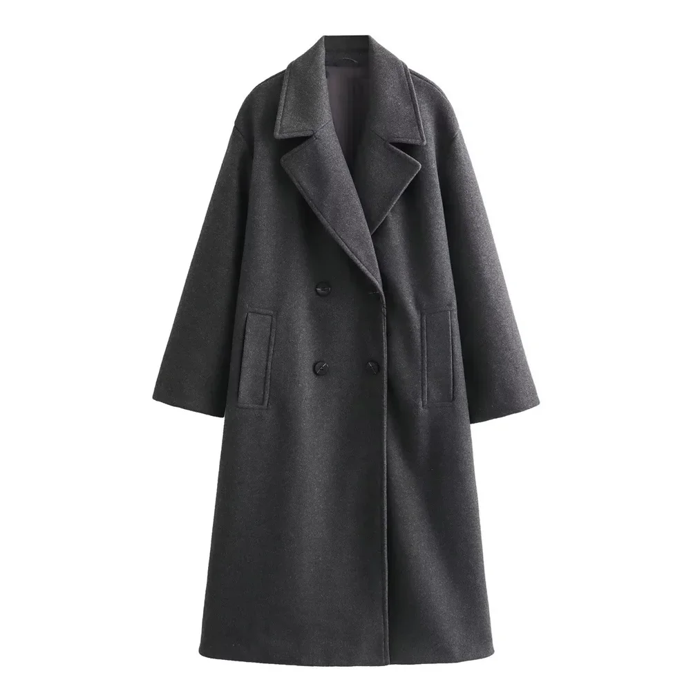 PB&ZA  2023 Autumn/Winter New Women's Wear New Fashion Casual Versatile Soft Loose Long Coat Coat 4