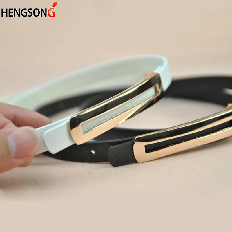 

Luxury Metal Buckle Thin Belt for Women Classic Wild Minimalist Thin Waist Belt Waistband Cummerbund for Apparel Accessories