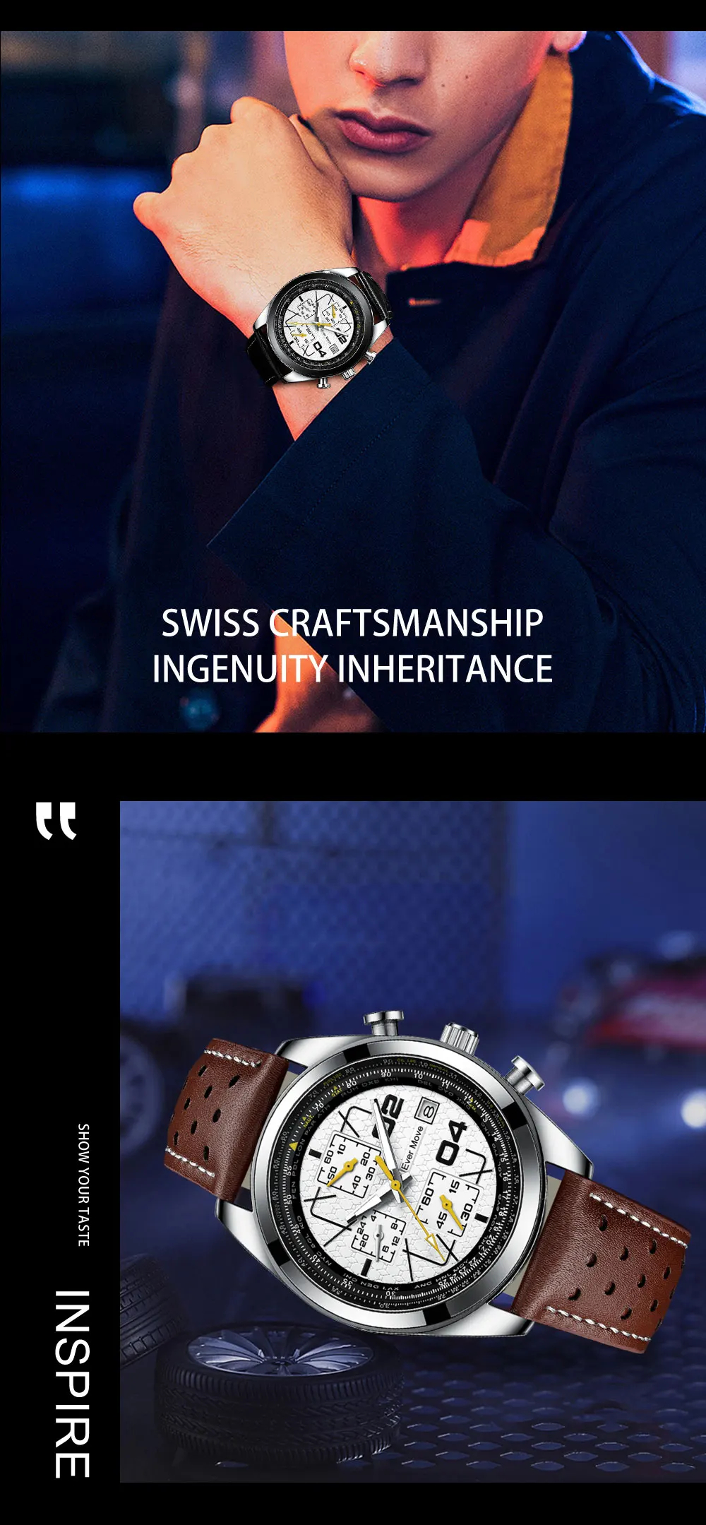 Ever Move Brand Launches A New Men's Multifunctional Waterproof Timing Quartz Watch For High-End Luxury Business Sports