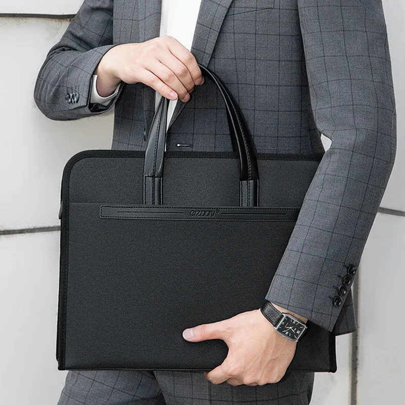 Men's Oxford Casual Briefcase Multi-layer A4 Office Zipper Bag Large Capacity Business Bag Male Business Handbag Conference
