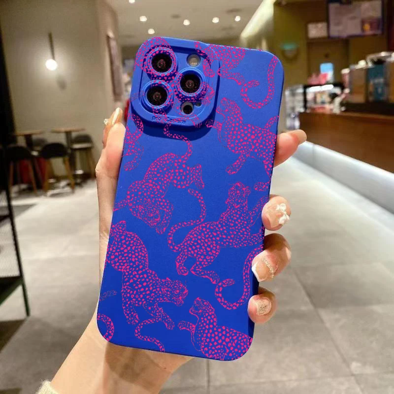 Pink Leopard Print Shockproof Silicone Phone Case
