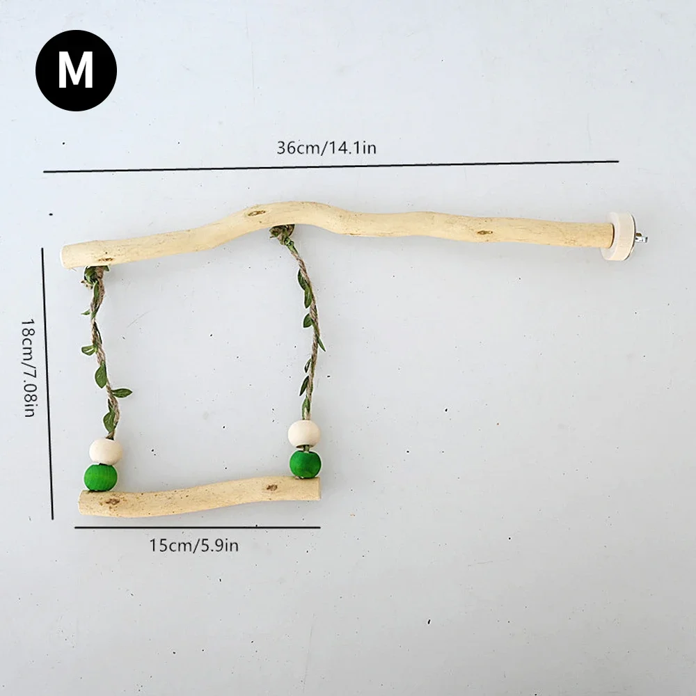 Parrot Toy Bird Toy Bird Cage Accessories Bird Swing Toy Wood Parrot Stand Pole Double Layer Swing Toy For Bird Tiger Skin Claw Grinding Beak Grinding Stand Pole Bird Cage Accessories