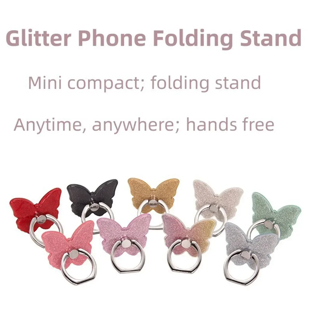 Universal Glitter Beautiful Butterfly Mobile Phone Handle Holder Portable Desktop Bracket Ring Holder Mobile Phone Holder Socket
