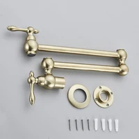 Brushed Gold Rotated Kitchen Sink Faucet Cold Water Tap Brass Basin Sink Swivel Faucets Wall Mounted Faucet 6