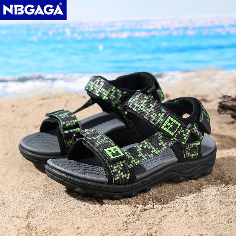 어린이 캐주얼 플랫 샌들 소년 여름 해변 신발 통기성 오픈 발가락 미끄럼 방지 어린이 워킹 신발