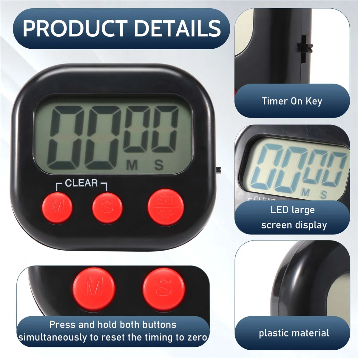 Newest Kitchen Timer, Digital Visual Timer Magnetic Clock Stopwatch Countdown Timer, Large LCD Screen Display for Cooking