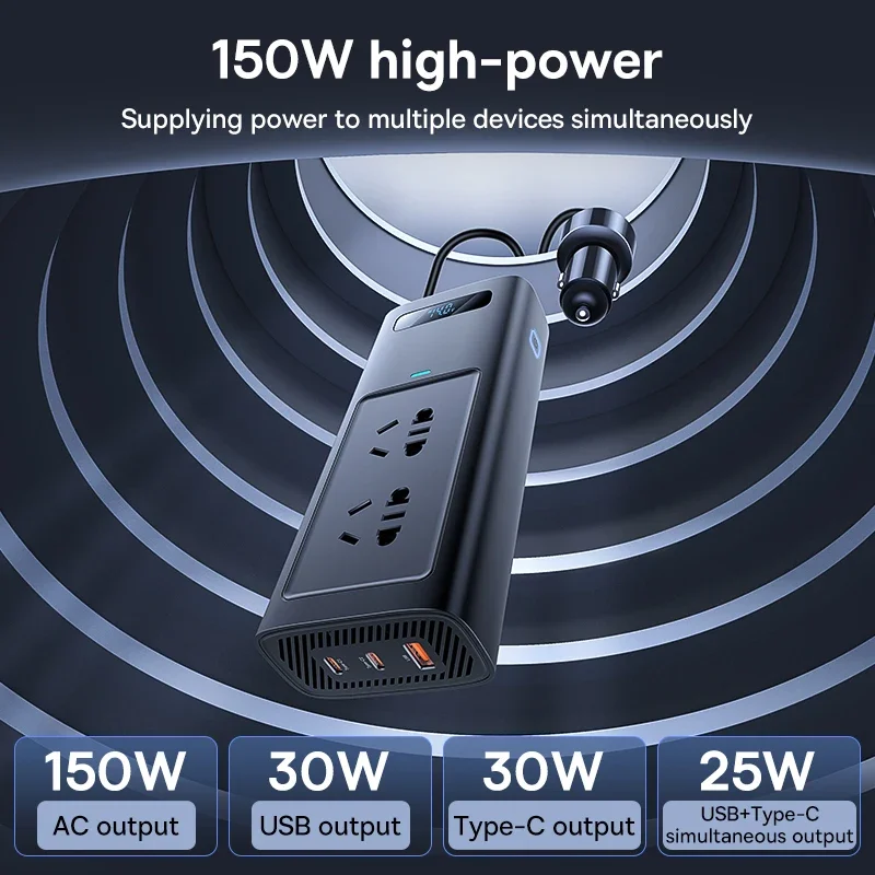 Car Charger Car Inverter DC 12V to AC 220V EU Version 150W USB Type C Fast Charger For Power Adapter Vehicle Inverter Car Converter Inverter Car Power Converter Power Inverter