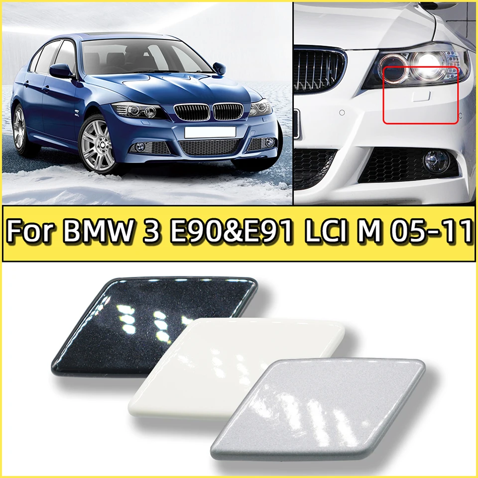 Car Headlight Washer Nozzle Cover Headlamp Washer Nozzle Cover Lid For BMW 3 E90 E91 M Sport LCI 2005-2012 61677892647 61677892648 Headlight Water Sprayer Cap