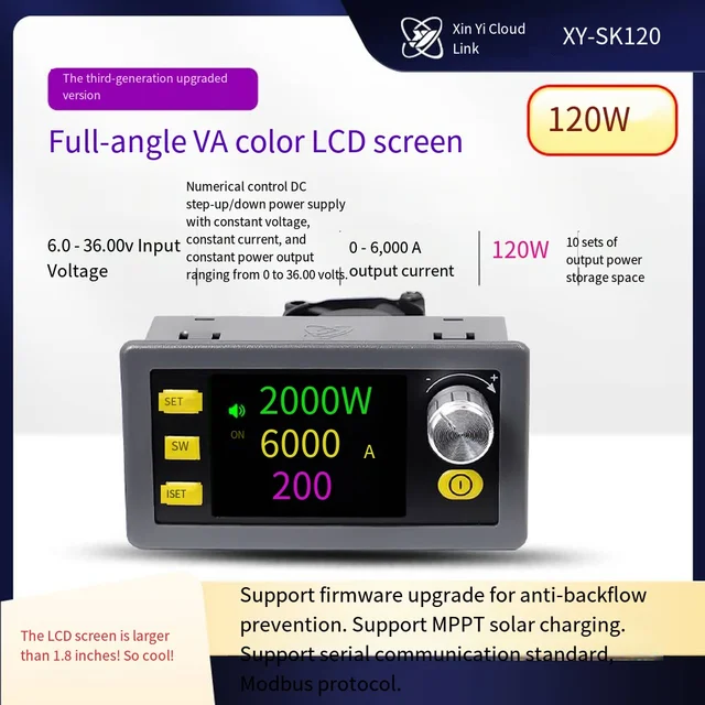 Convertisseur Buck-Boost 120W, alimentation régulée réglable, entrée, tension constante et courant Constant, Module de charge solaire 1
