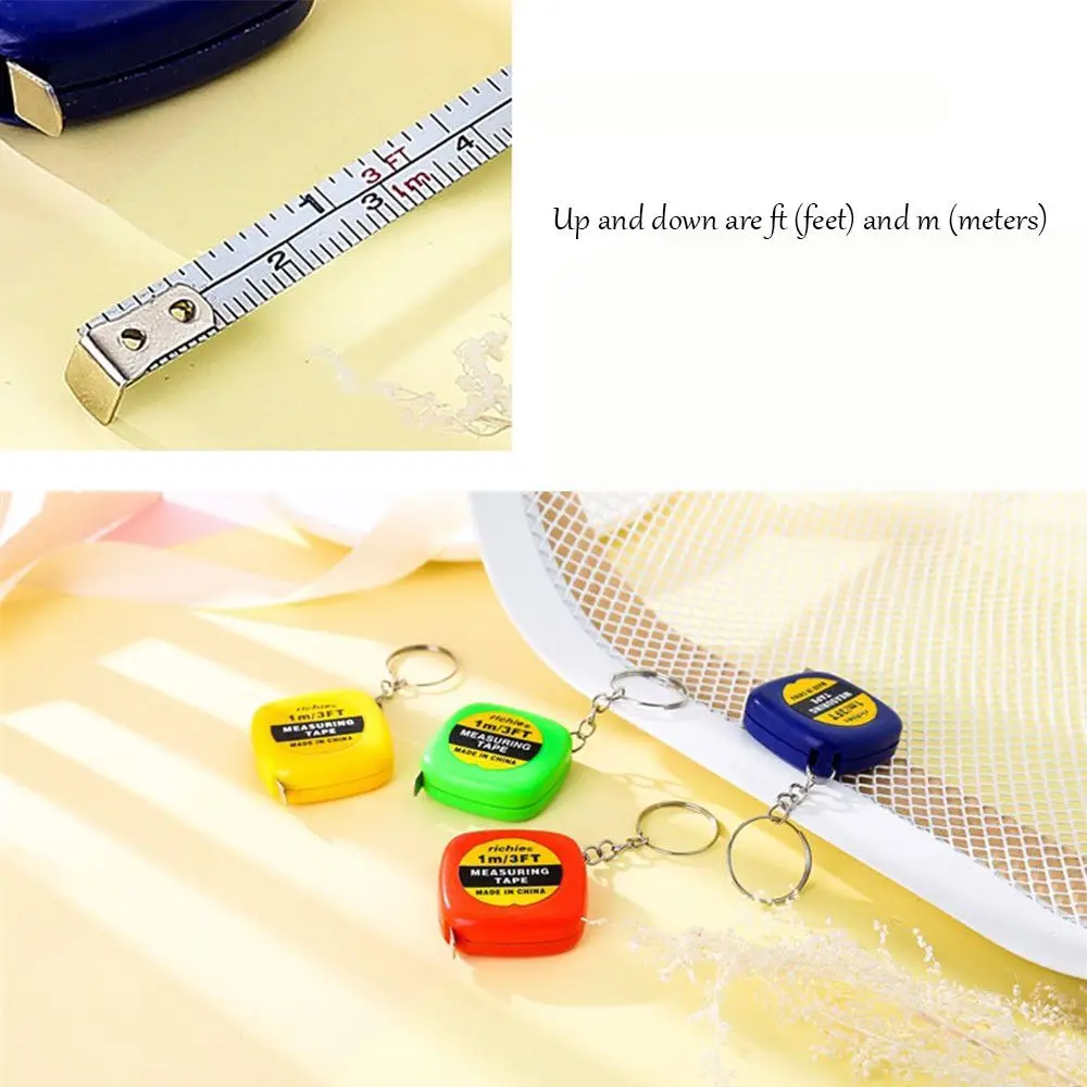 Retractable Measure Ruler Tape Mini Portable Pull Ruler Keychain Children Height Tape Measure 1m/3ft