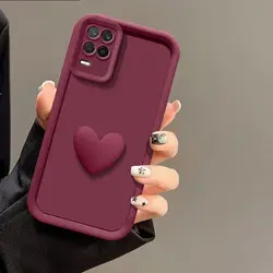 Chic Lens Protective Love Case - Cute Curly Wavy Design for Realme 9 ProPlus (Wine)