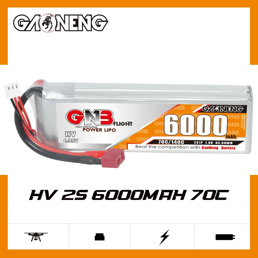 

GAONENG GNB 6000mAh HV 2S 70C 140C 7.6V DEANS LiPo Battery 1/10 and 1/8 scale RC Hobby Models Electric RC Devices RC Boat