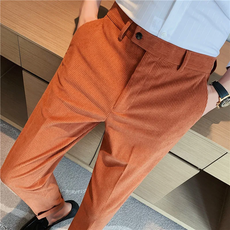 2022 Brand clothing Men Winter Leisure Corduroy Suit Trousers/Male Slim Fit Fashion business leisure Suit Pants Plus size 29-36
