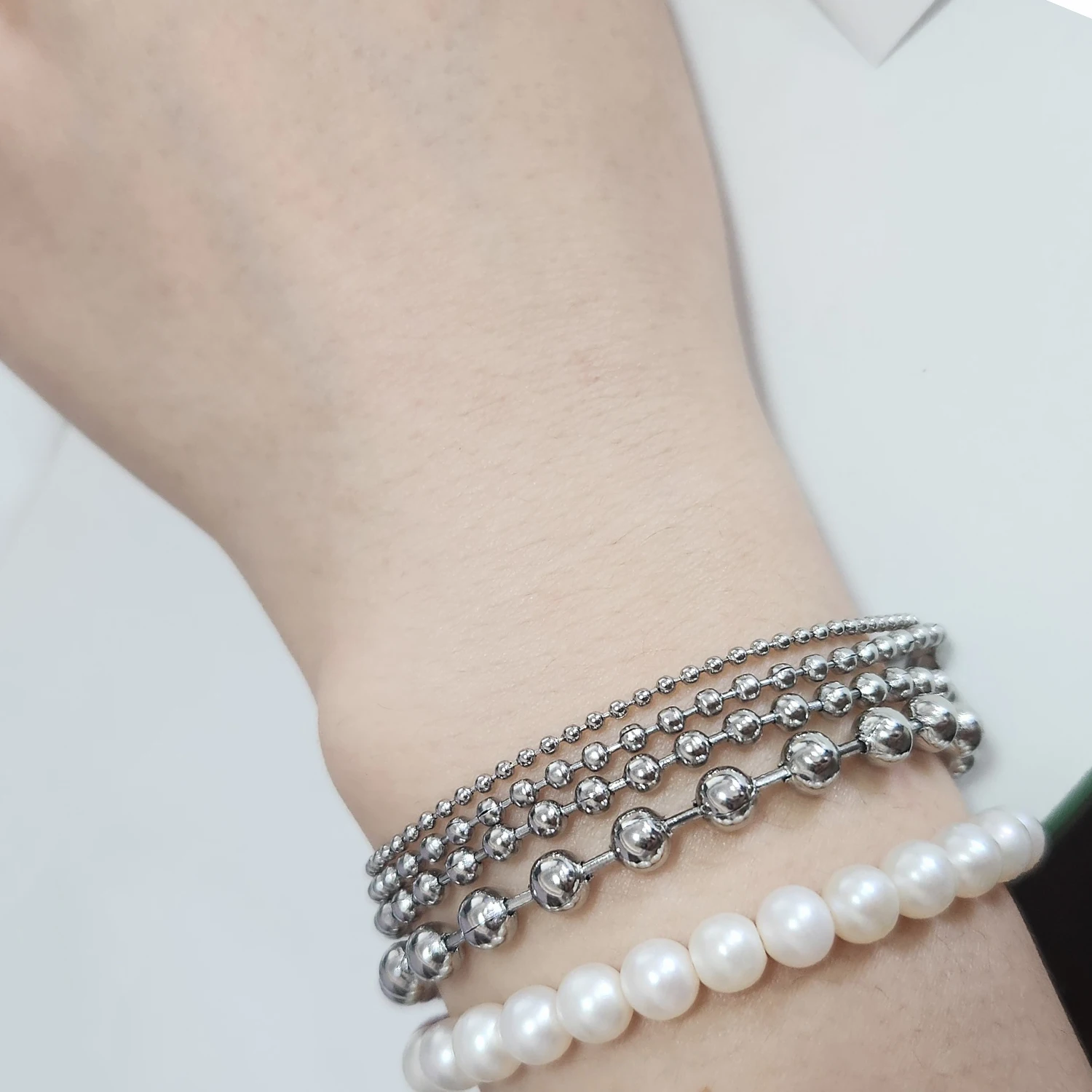 Stainless Steel Beads Ball Chain Bracelets 1.5/2/3/4.5mm 1pc For Women Men Fashion Jewelry Gift stainless steel bracelet,chain bracelet,beaded bracelet