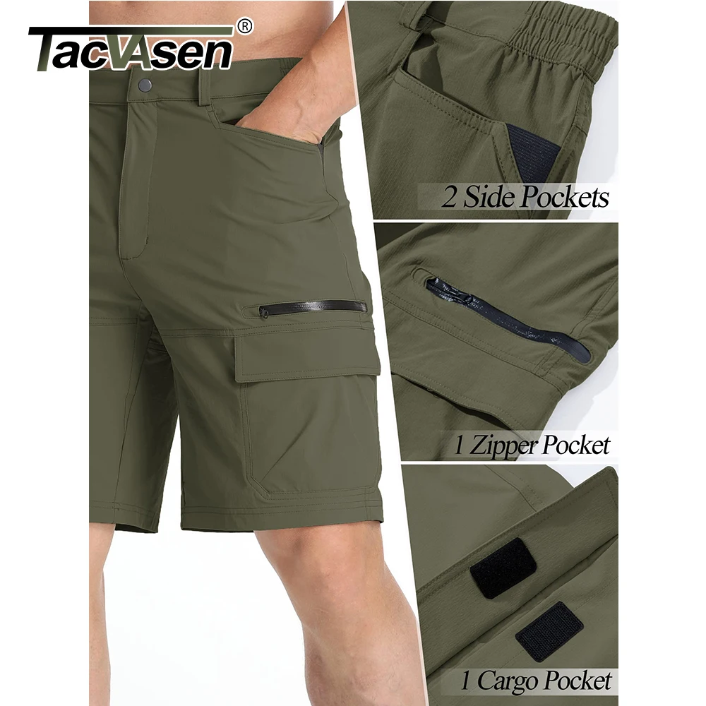 TACVASEN 남성용 빠른 건조 나일론 작업 반바지, 캐주얼 하이킹 카고 반바지, 경량 야외 낚시 반바지, 여름