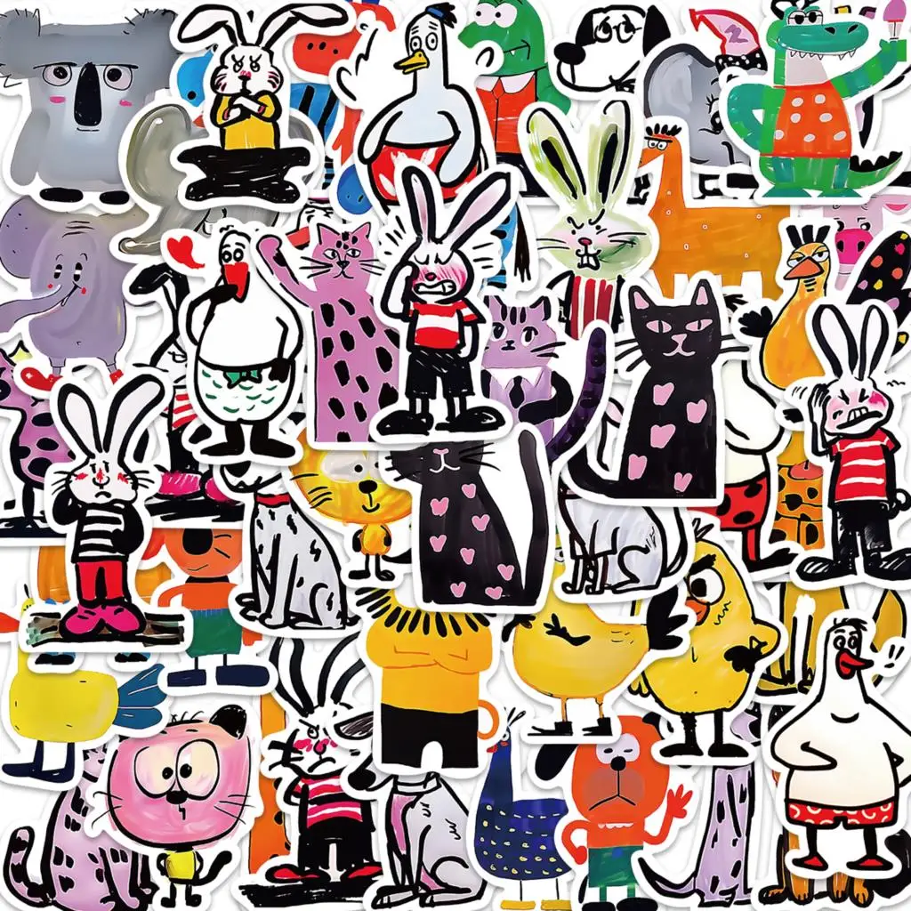 

10/50pcs Stickers Graffiti Cartoon Abstract Animals Skateboard Waterproof Suitcase Luggage DIY Laptop Car Stickers Decals