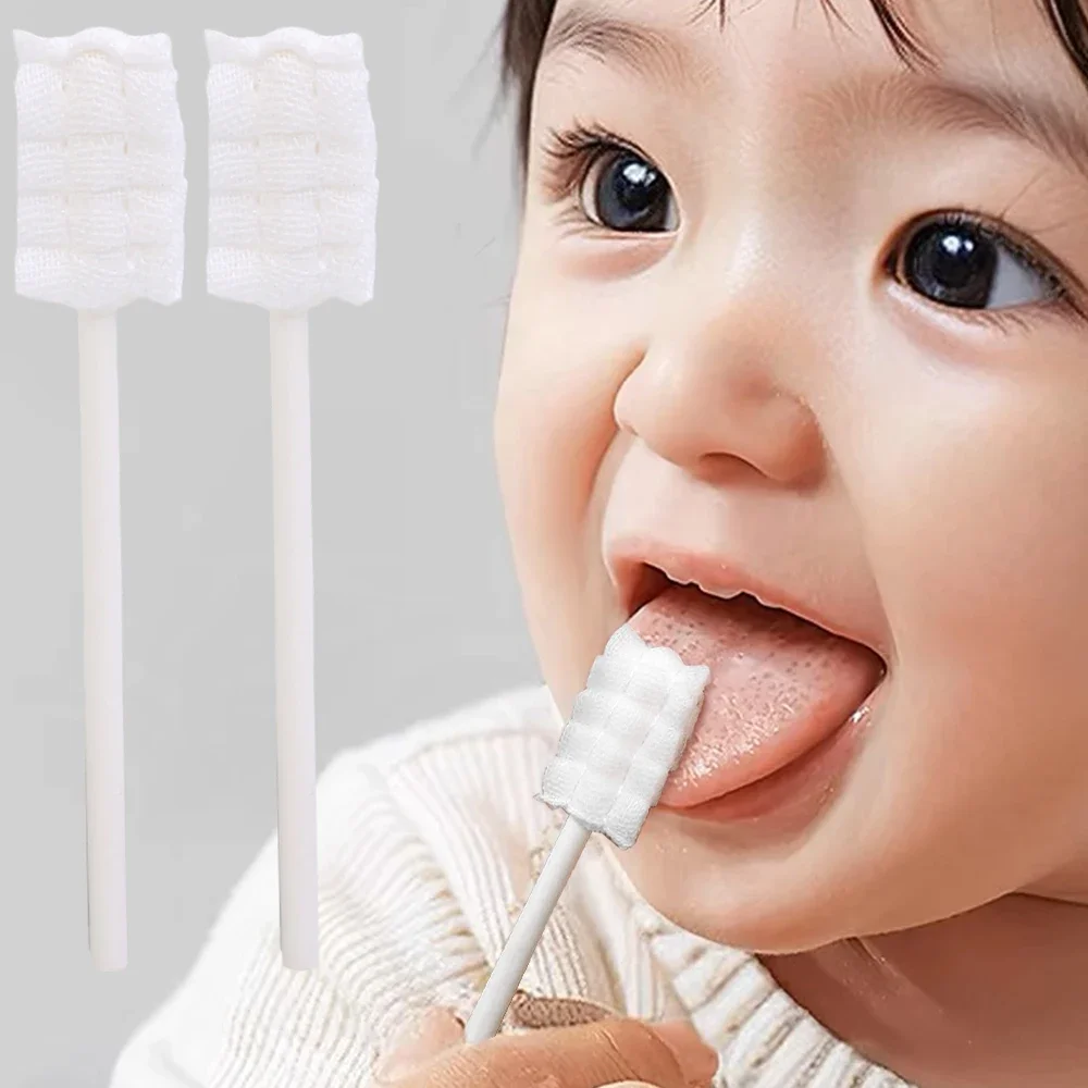 30PCS/box Baby's Oral Cleaner Newborn Baby's Deciduous Teeth Soft Toothbrush Baby 0-3 Years Old Tongue Coating Gauze Cotton Swab