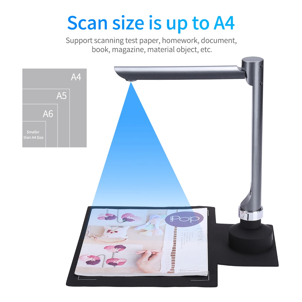 F60A HD 5MP USB Document Scanner Foldable A4 Size Capture Camera With LED Light Touch Control For Online Teaching Video Recorder