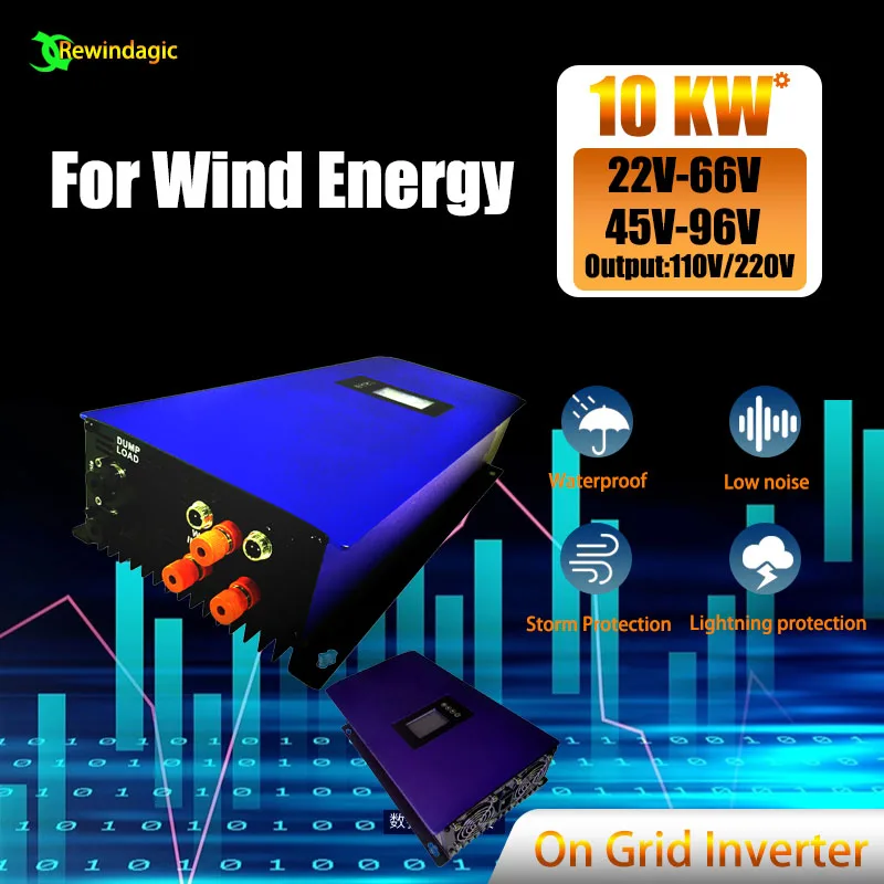 10000W 24V 48V 96V Wind On Grid Tie Inverter Con Limitatore 10Kw Generatore Di Turbine Eoliche Monitor Wifi Scarica Batteria