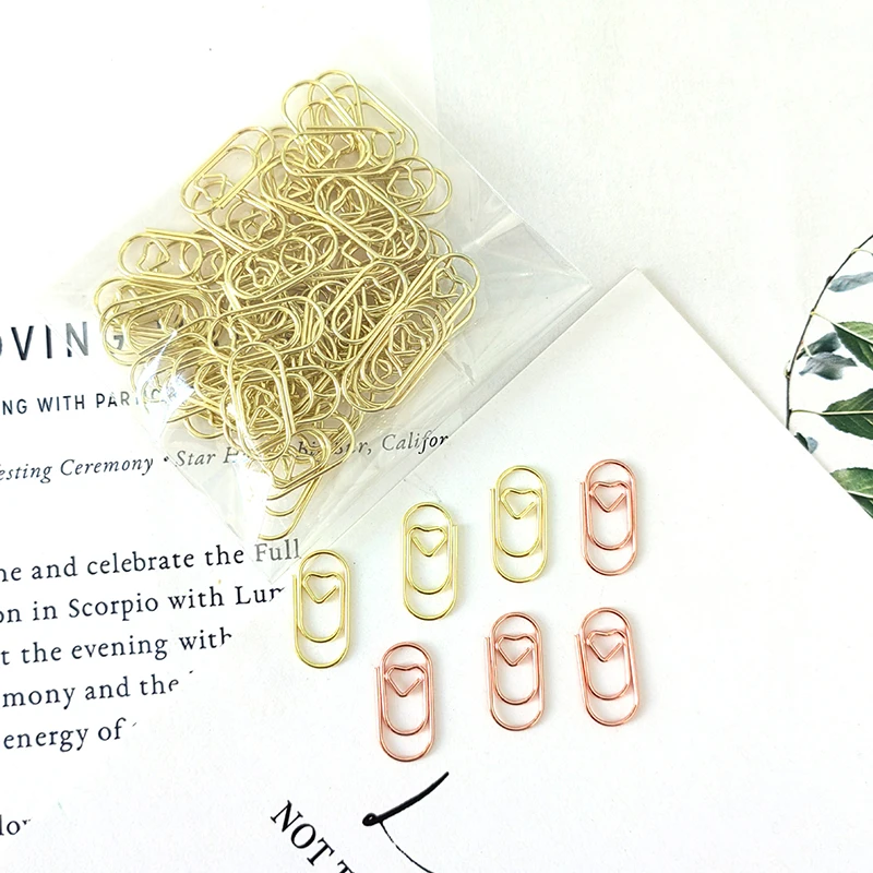 50pcs Kawaii Love Heart Paper Clips Tickets Photo Binder Clips Bookmarks Tiny Paper Korean Stationery Office Supplies