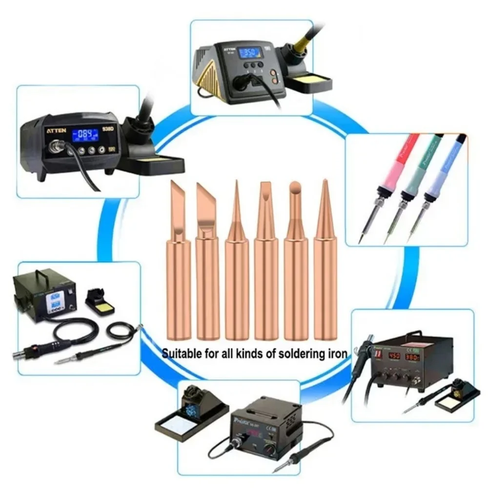 Premium Copper Soldering Iron Tip Set - 5 Piece Collection