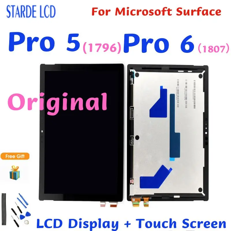 

12.3“Original For Microsoft Surface Pro 5 1796 LCD Display Touch Screen Digitizer Assembly For Surface Pro6 1807 LCD Replacement
