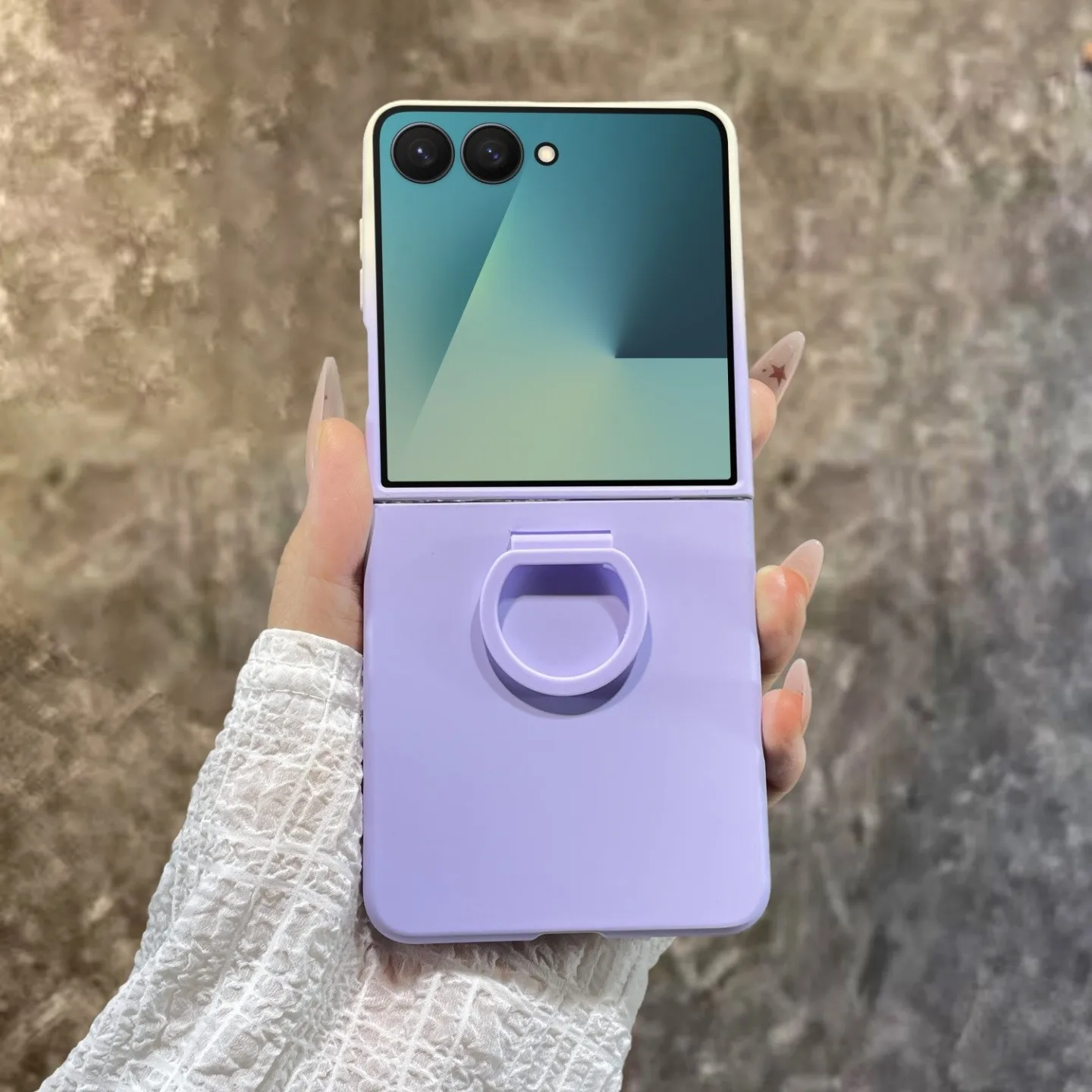 Matte Color Finger Ring Holder Protective Case - Durable PC Hard Shell Back Cover