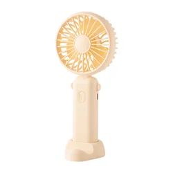 Compact Foldable Neck Fan with Adjustable Speeds and Built - in Phone Stand (Beige)
