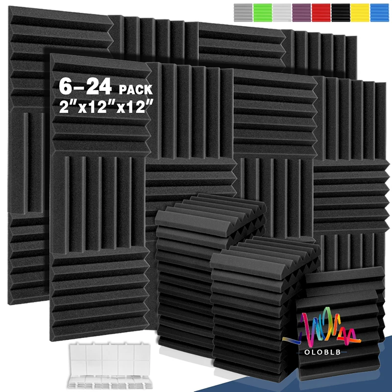 624PcsAcousticFoamPanelsSoundproofingFoamNoiseCancellingHome