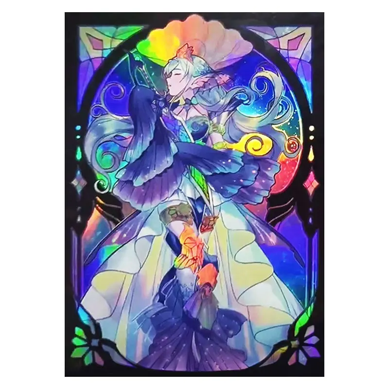 

100PCS 63x90mm Trading Cards Protector Holographic Animation YuGiOh Card Sleeves Shield Laser Cute Card Deck Cover Japanese Size