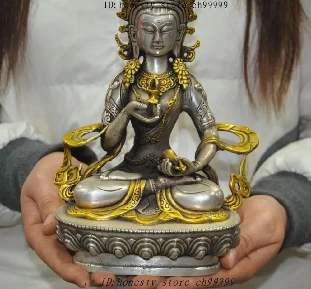 21Cm 21Cm De Timet De Vajrasattva Chapado En Plata De Bronce Y Estatua De Oro De Buda