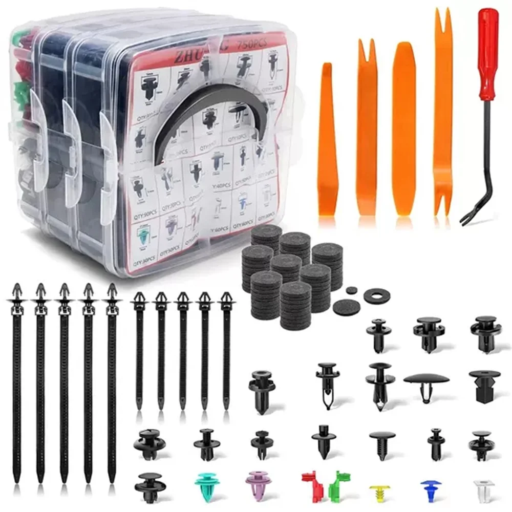 

845Pcs Auto Fastener Clips Car Body Push Retainer Pin Rivet Bumper Door Trim Panel Retainer Fastener Kit Auto Removal Tool