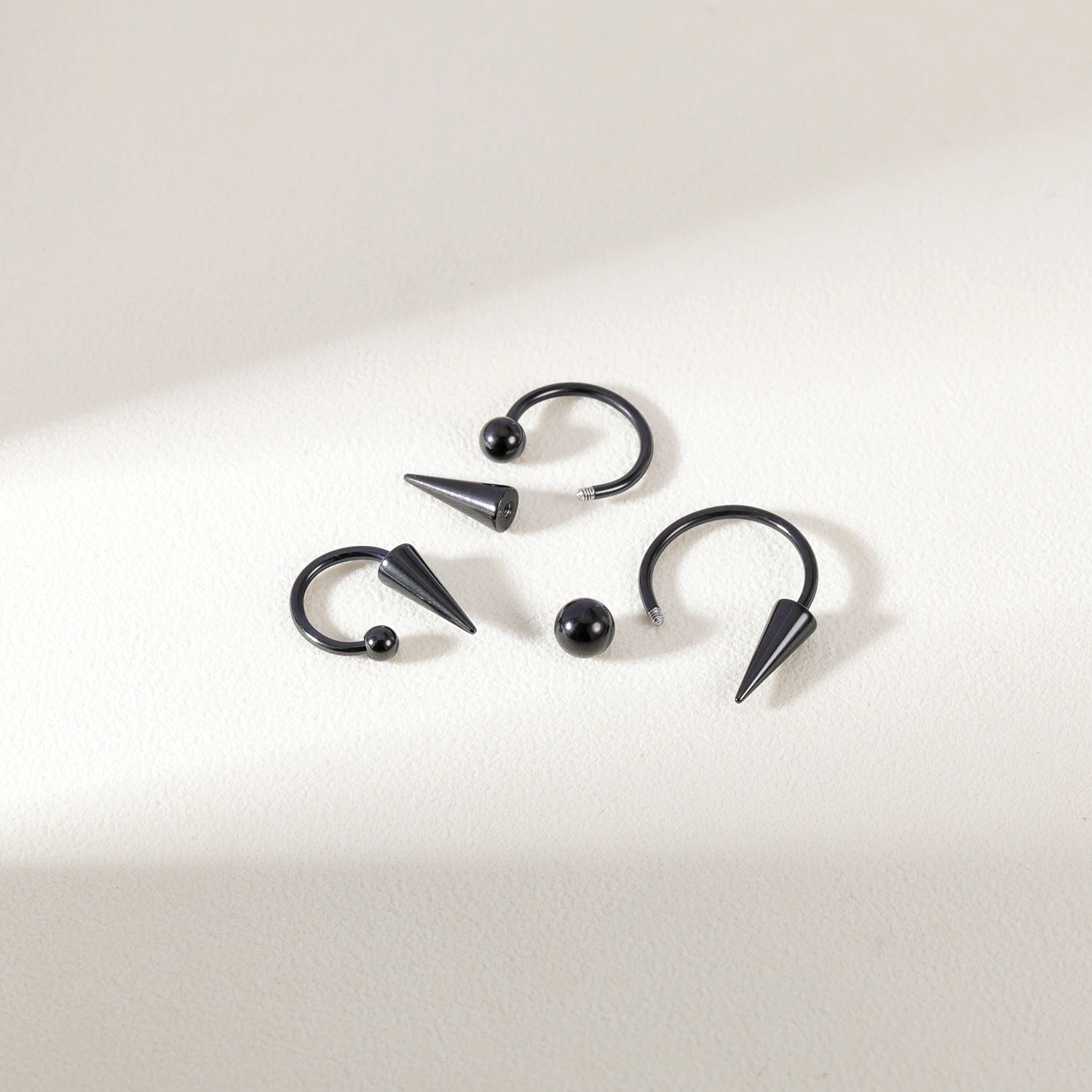 ZS 1PC 16G Lange Spike Nasenring Edelstahl Septum Piercings Kegel Monroe Labret Körper Piercing Schmuck Punk Schwarz Septum Ring – Detail 12