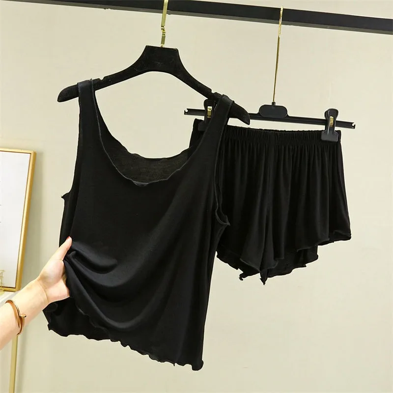 Loose Modal Underwaist Female Summertime Pullover Pajamas Shorts Loungewear Thin Plus-size Casual Two-piece Set Pijamas Women