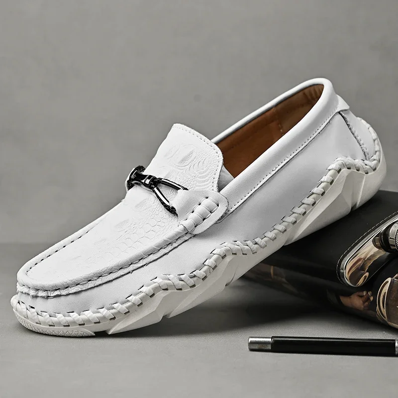 

Genuine Leather Men Shoes Luxury Brand 2022 Casual Slip on Formal Loafers Men Moccasins Italian Male Driving Shoes Summer Size48