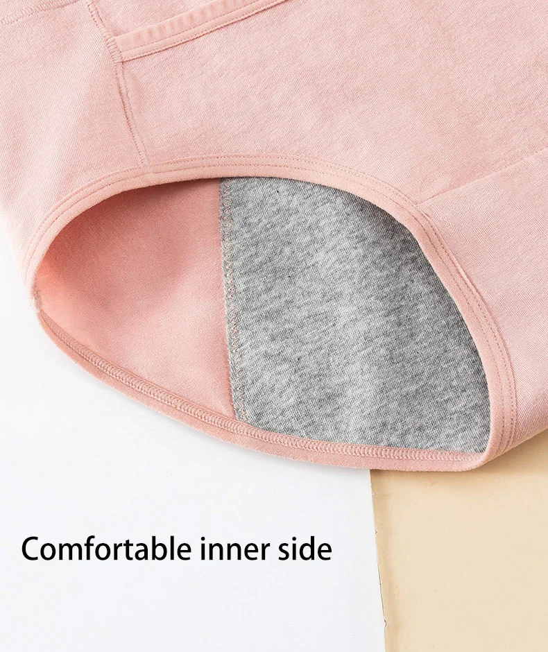 Women's High-Waist Cotton Menstrual Panties - Absorbent Leak-Proof Briefs for Periods leak proof underwear for women
