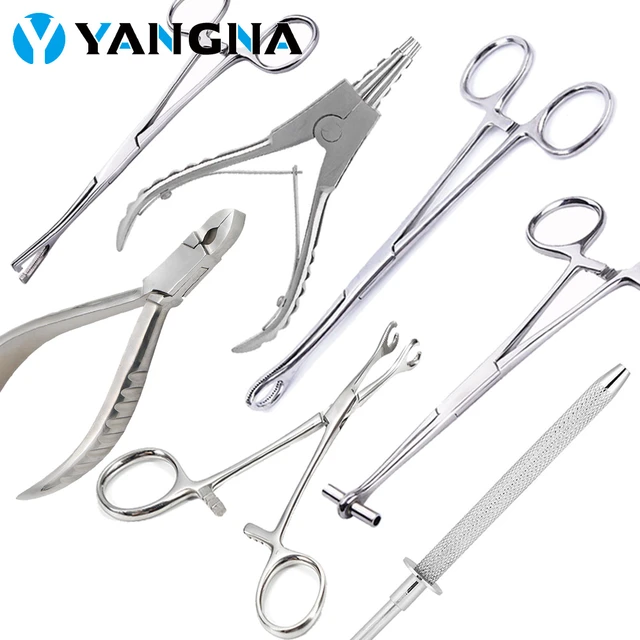 1/7PCS Piercing Tools Septum Forcep Stainless Steel Needle Clamp