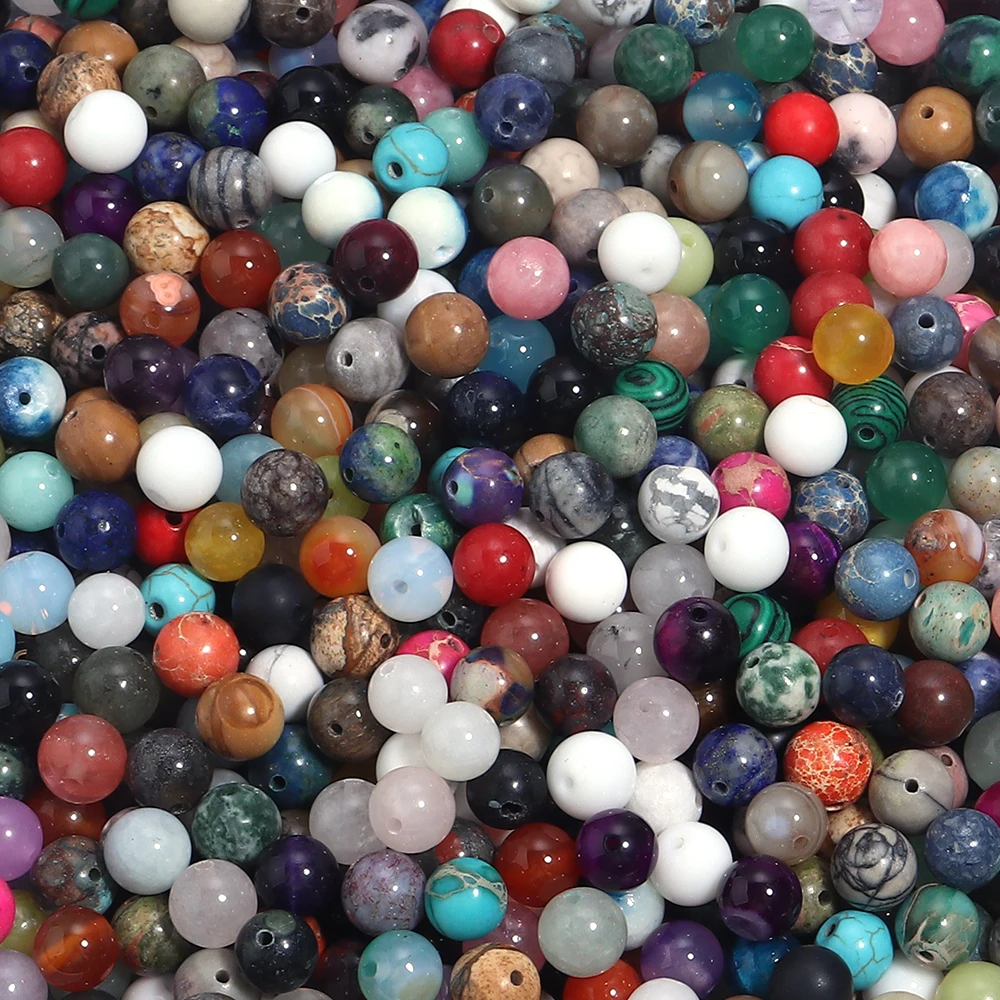 Perline Di Pietra Naturale Grezza Giada 6-8mm - Filo Da 38cm Per Gioielli Fai Da Te, Bracciali Energetici - 4