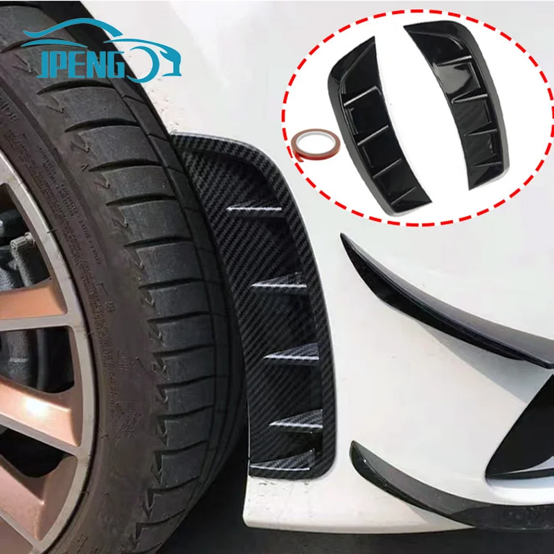 

2Pcs Auto Front Bumper Side Wing Air Intake Flow Vent Hood Exterior Decorative Sticker Cover Black Carbon Fiber Car Styling