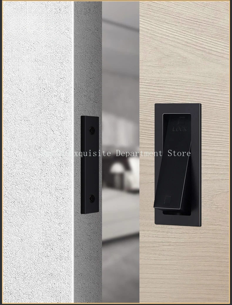 Barn Sliding Door Lock Indoor Sliding External Padlock New Chinese Style Built-in Wooden Kitchen Ghost Door Lock