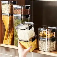 Kitchen Sealed Jar For Grain Beans Storage Tank Large Capacity Seal Plastic Box Moisture-proof High Quality Seasoning Jars Set 2