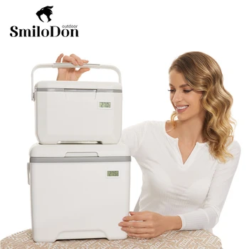 SmiloDon-휴대용 야외 캠핑 냉장고 자동차 쿨러 박스, 온도계 포함, 신선 유지, 냉장고, 차가운 인큐베이터