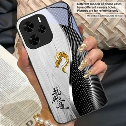 Elegant Black Tempered Glass Phone Case with Traditional Dragon Totem Design - Redmi Note 14 5G (India) (BLH - BLH2601311)