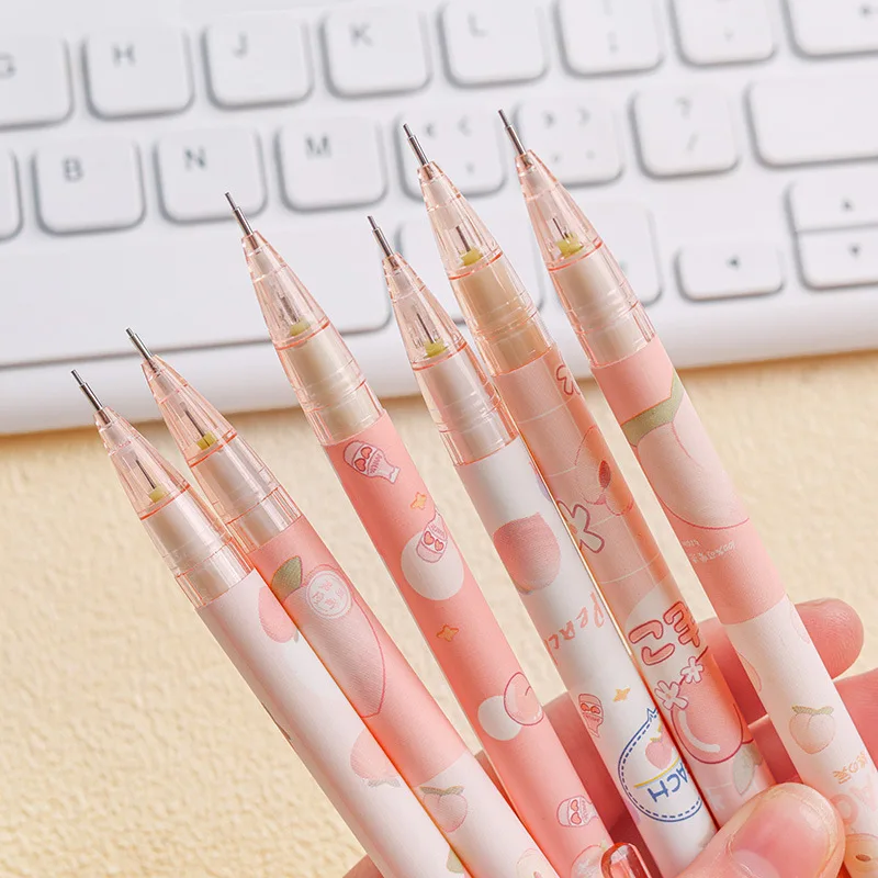 0.5mm Honey Peach Cute Press Automatic Mechanical Pencil School Office Supplies Student Stationery Gift Refill 3