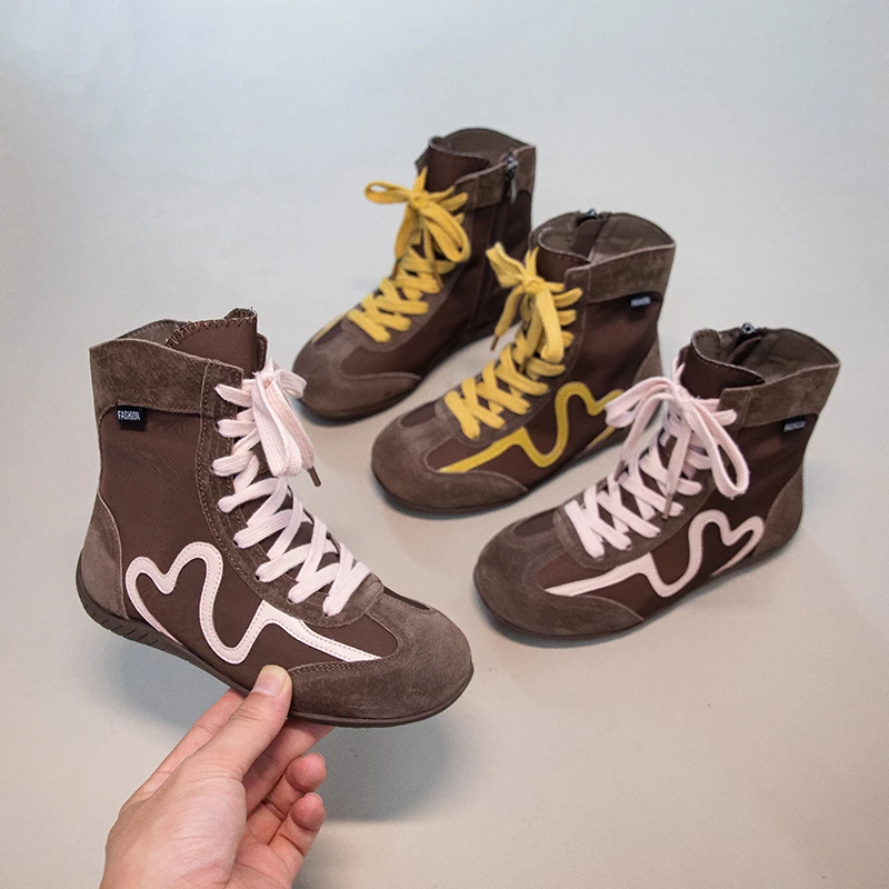 Girls Autumn Ankle Boots Soft Sole Korean Style School Shoes