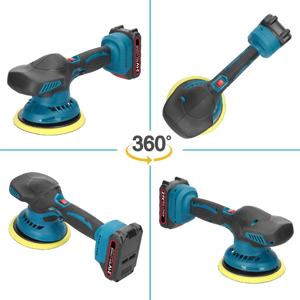 Electric Cordless Car Polisher 6 Gear Speed Adjustable 21V Electric Auto Polishing Machine Home Cleaning Waxing Sanding Machine cordless car polisher car polisher electric polisher