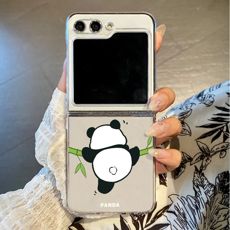 Creative Panda Folding Clear Hard Phone Case Cover