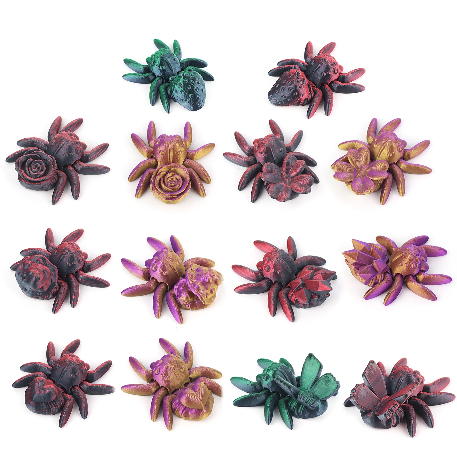 12pcs/14pcs, 3D printed multi pack, various styles of 3D printed spiders, large box toys, suitable for gift giving