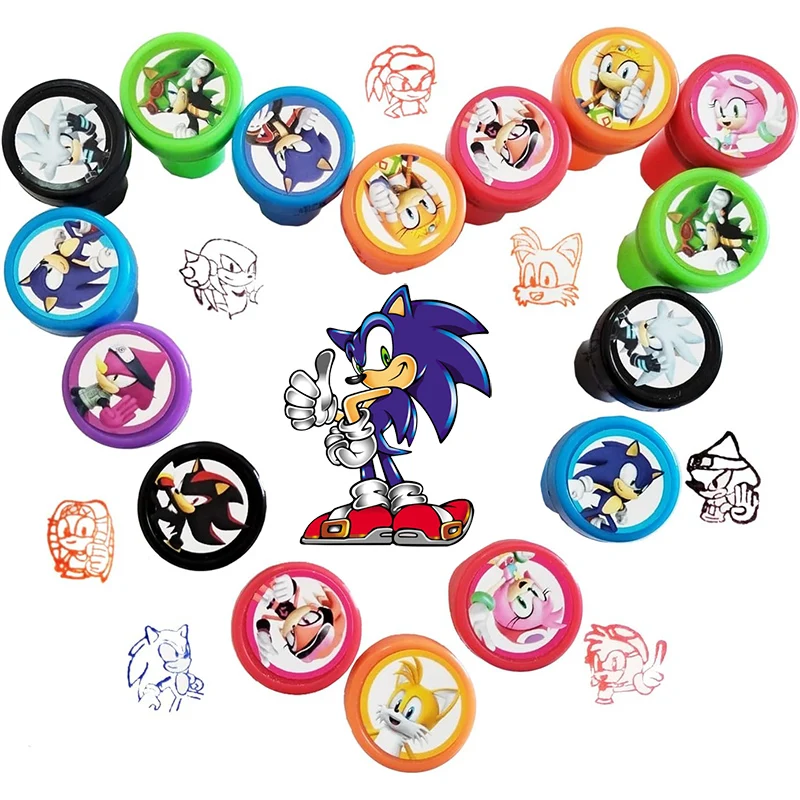 

Kawaii Sonic The Hedgehog Stamps Cartoon Reward Round Creative Encourage Students Stamp Diy Scrapbook Photo Album Decor Kids Toy